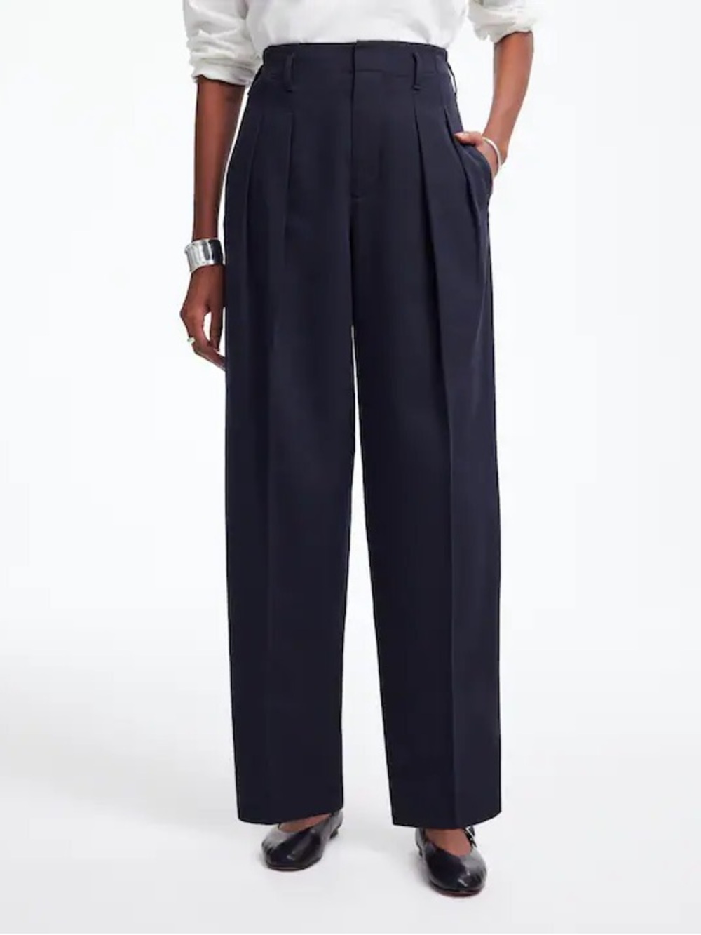 Madewell Pleated Carrot Pants Trousers Black Coal Size 14 NWT New